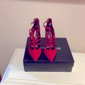 8.5 BCBG red suede heels beautiful